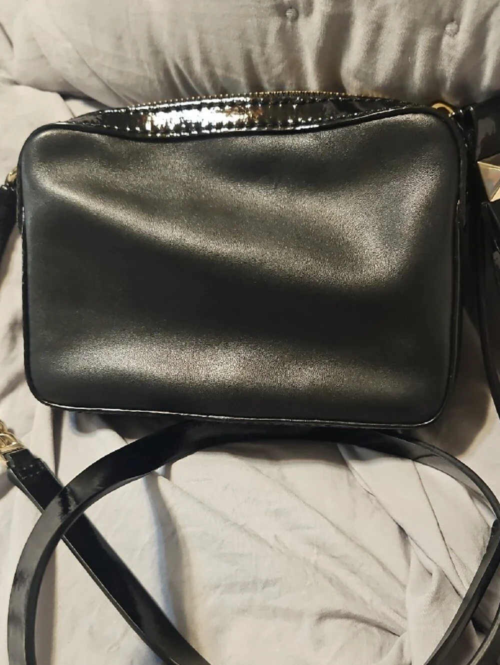 kate spade Black Leather Crossbody With Gold Hardware